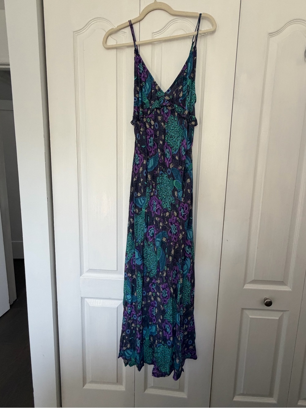 Free People Teal and Purple Floral Paisley Maxi Dress